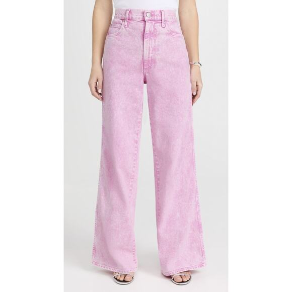 AMO NWT Women's Frida High Rise Peony Pink Denim Wide Leg Jeans 24 - Picture 1 of 8